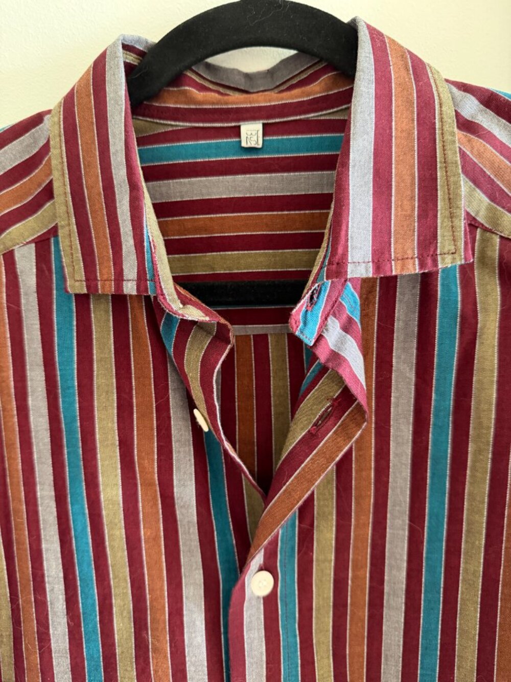 Maroon Multi Stripe Claude Shirt from Baserange. - Picture 4 of 5